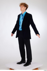 Whole Body Man White Formal Shoes Shirt Pants Jacket Slim Standing Studio photo references